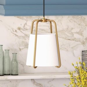 NIB!!! 🌟 Marduk 1-Light Antique Brass Pendant With Fabric Shade